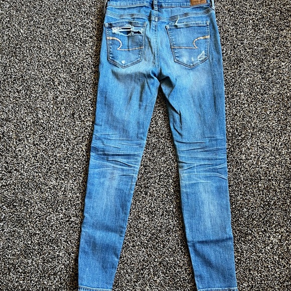 American Eagle Blue Jeggings Distressed Slim Fit - Picture 5 of 7